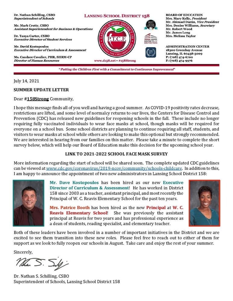 Summer Update Letter 07-14-21