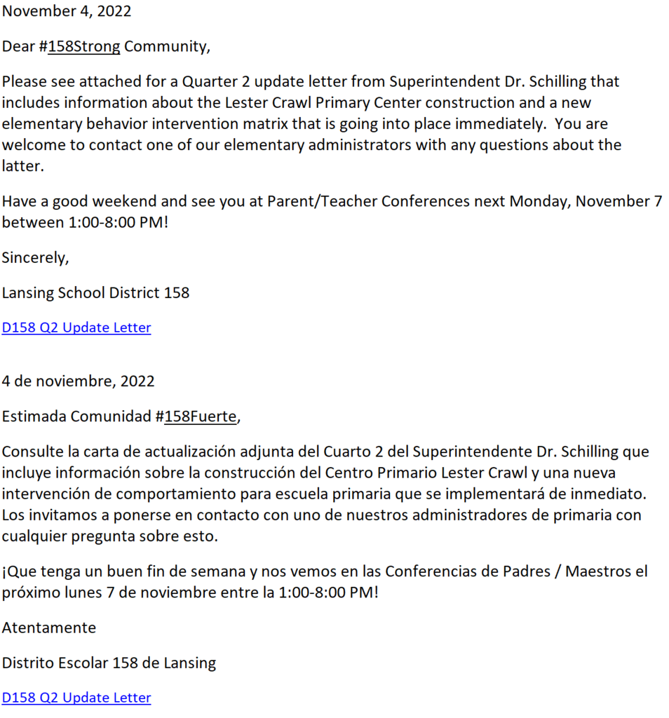 D158 Q2 Update Letter 11-04-22