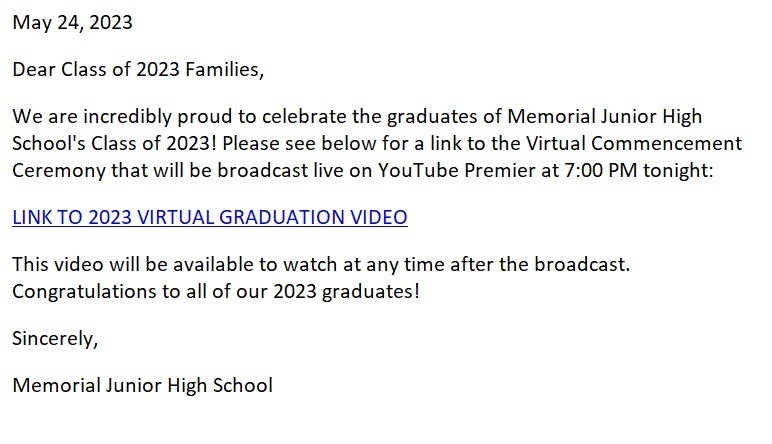 MJHS Virtual Graduation Video 2023